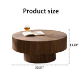 Round Wood 30.51 inch Coffee table for Living Room Table Walnut Suitable for Bedroom, Living Room, W3081P315307