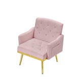 PINK velvet armchair with metal legs W58852197