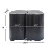 2-in-1 Irregular MGO End Table, Split Design, Small Space Friendly,Indoor Outdoor Use,Black Color N770P284171B