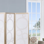 ZUN Arvada 4-Panel Wood Room Divider with Circle Pattern, Gold T2574P165156