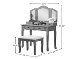 Sanlo Wooden Vanity Make Up Table and Stool Set, White T2574P162839