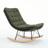 ZUN Lazy Rocking Chair,Comfortable Lounge Chair with Wide Backrest and Seat Wood Base, Upholstered W1372P181258