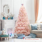 6ft Pink Artificial Christmas Tree Hinged Full Fir Tree with Metal Stand 85706147