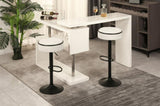 Round Storage Bar Stool Set of 2, Off White Linen Height Adjustable Barstool, 360&degCounter Height W2200P196801