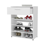 FM FURNITURE Onawa Modern Shoe Rack with Drawer, White B128P293860