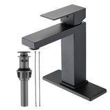 ZUN Bathroom Faucet Single Hole, Single Handle Stainless Steel Faucet for Bathroom Sink with Deckplate W1224P195894