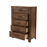 ZUN Oak Finish 1pc Chest Of Drawers Wooden Texture 5x Drawers Storage Bedroom Furniture B011P244398