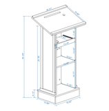 Wood Podium Stand, 44" Tall Wooden Lectern with Mic Stand Space, sliding shelf with cup holder and W282P430658
