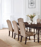 Transitional Antique Cherry Beige Set of 2pc Side Chairs Padded Fabric Turned Legs Dining Room B011P152638