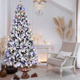Artificial 7.5ft Flock Christmas Tree with 1523PE/PVC Mixed Branch Tips, 400L warm white lights, 23375777