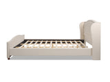 Fontana Wingback Upholstered Platform Bed Frame, King, Sky Neutral Beige Polyester B2719P238226