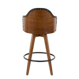 Ahoy Mid-Century Counter Stool in Walnut and Black Faux Leather by LumiSource B202P222357