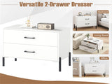 White 2-Drawer Nightstand with Anti-Tipping Kit & Metal Legs, Modern Minimalist Storage Nightstand 83414498