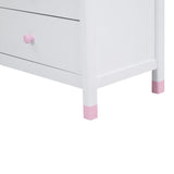 ZUN Wooden Storage Dresser with 6 Drawers,Storage Cabinet for kids Bedroom,White+Pink 36346683