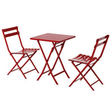 ZUN 3 Piece Patio Bistro Set of Foldable Square Table and Chairs, Red W1586P143186