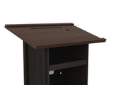 Wood Podium Stand, 44" Tall Wooden Lectern with Mic Stand Space, sliding shelf with cup holder and W282P430658
