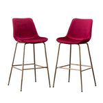 ZUN Aufurr Modern Velvet 26.50 Counter Height Stool, Set of 2, Red T2574P164830