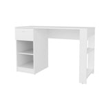 White Computer Desk with Drawer and Open Storage B062P290243