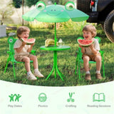 4 Pieces Folding Kids Table and Chair Set with Height Adjustable Sun Umbrella 51184271
