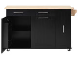 Kitchen Island with Drop Leaf, Kitchen Cart with 3 Tier Pull Out Cabinet Organizer, Internal 24787751