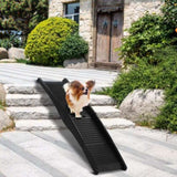 ZUN 60 inch Nonslip Folding Dog Ramp, Tri-Fold Portable Lightweight Pet Ramp for Cars, Trucks and SUVs 29375862