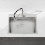 Kitchen Sink, 27x19 Single Bowl, Overmount Handmade Sink in Dark Gray, with US Standard Drain and 09877789