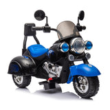 Kids Ride On Motorcycle Toy, 3-Wheel Chopper Motorbike with LED Colorful Headlights Horn, Blue 6V W2823P220543