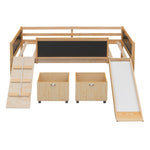 ZUN Twin size Loft Bed Wood Bed with Two Storage Boxes - Natrual 04539987