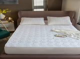 White Quilted Fitted Sheet, Fits Mattress Up to 15" Deep, 2/3-Piece Set, Queen 83674005