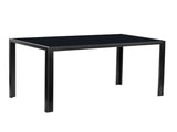 Simple Assembled Tempered Glass & Iron Dinner Table Black 00522385