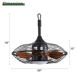 20 Inch Downrod Mount Ceiling Fan LED 18W 3CCT 5 ABS Blades DC Motor with Hanging and Hook for W882P216834