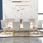 ZUN 7-Piece Modern Dining Table Set, Rectangular Marble Texture Kitchen Table and 6 PU leather Chairs 88114372