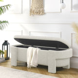 Linen Fabric Upholstered Bench with Large Storage Space for the Living Room, Entryway and W487P271463