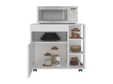 Jud Microwave Cart with 5 Shelves, 1 Door, Cabinet Storage, and Rolling Casters, White B097P474296