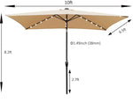 ZUN 10 x 6.5t Rectangular Patio Solar LED Lighted Outdoor Market Umbrellas with Crank and Push Button 86484351