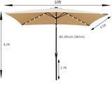 ZUN 10 x 6.5t Rectangular Patio Solar LED Lighted Outdoor Market Umbrellas with Crank and Push Button 86484351