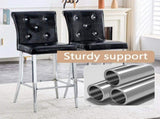 A set of 2 black vintage crocodile bar chairs, featuring crystal clasp design and synthetic W3875P383114
