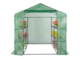 143x143x195cm Black Iron Pipe Steeple With 8 Pieces Grid Flower Stand With Zipper Rolling Door PE 99313984