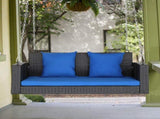 49in Black Rattan Blue Cushion Rattan Swing Chair 06973995