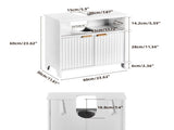 White particleboard with melamine veneer, grille thermoformed, two-door, one-shelf bathroom vanity 51480492