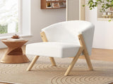 Modern Accent Chair with White Upholstery and Solid Wood Frame, Minimalist Lounge Chair for Living N767P203866W