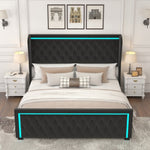 ZUN King Platform Bed Frame With High headboard, Velvet Upholstered Bed with Deep Tufted Buttons, W834126413