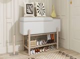 TREXM Farmhouse Upholstered Storage Bench with Hidden Compartment, Modern Entryway Bench for Living N715P308014N