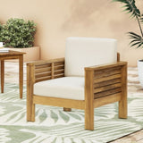 Outdoor Acacia Wood Club Chairs with Cushions, TeakBeige, 27.75"D x 32"W x 27.75"H 70692.00