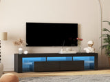 High gloss TV Stand with LED Lights for TVs up to 65'', Modern TV Console with Storage Cabinets for W1321126658