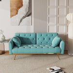 ZUN 68.3" Baby Blue velvet nail head sofa bed with throw pillow and midfoot W1658127783