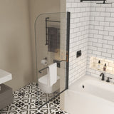 Bath tub Pivot shower screen, with 1/4" tempered glass and towel bar 3458 finished Matte Black W2122P297405