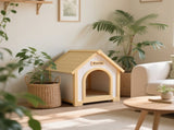 FSC Solid Cedar Pet House Cream Yellow Cabin Style Indoor Shelter for Small Dogs & Cats W3799P381058