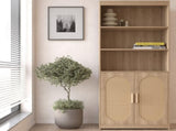 Bookshelf 5 Tier Book Shelf Rattan Tall Bookcase with Doors Storage Wood Shelves Large Bookshelves 90719368