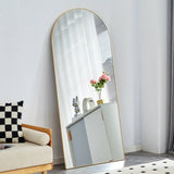 ZUN The 4th generation floor standing full-length rearview mirror. Metal framed arched wall mirror, W1151P147749